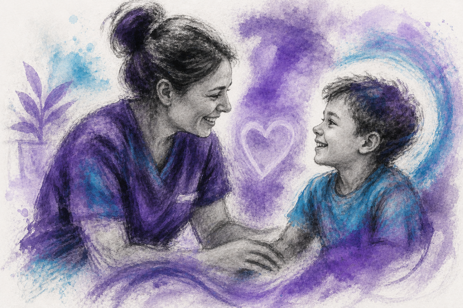 Care worker and person supported sharing a warm moment
