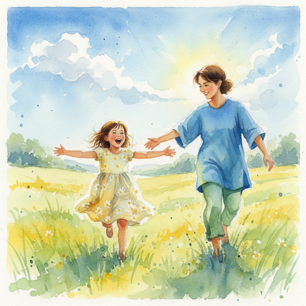 Child and support worker outdoors